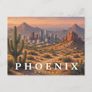 Carte postale de voyage à Phoenix Arizona Skylin