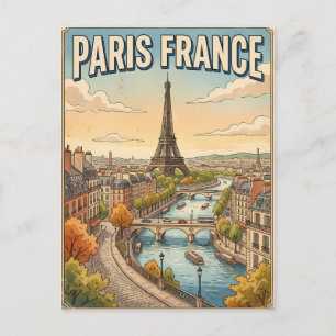 Carte postale de voyage d'anime vintage Paris Fran