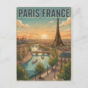 Carte postale de voyage d'anime vintage Paris Fran