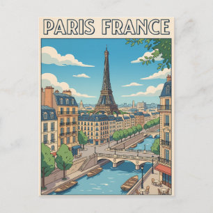 Carte postale de voyage d'anime vintage Paris Fran