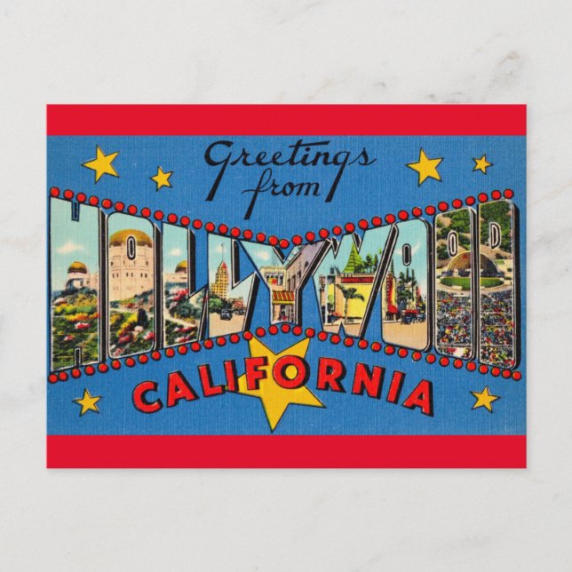 Carte postale de voyage de Hollywood Ca. (Devant)