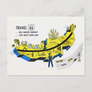 Carte postale de voyage de la route 66 américaine 