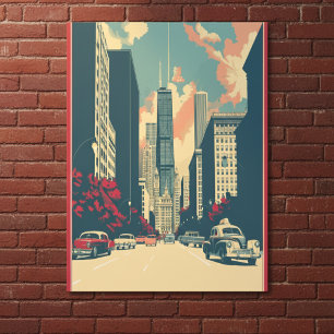 Carte postale de voyage de la skyline de Chicago