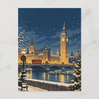 Carte postale de voyage de Noël vintage Londres An