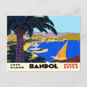 Carte postale de voyage de plage française vintage