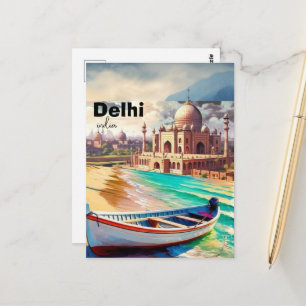 Carte postale de voyage Delhi Inde, Carte postale 