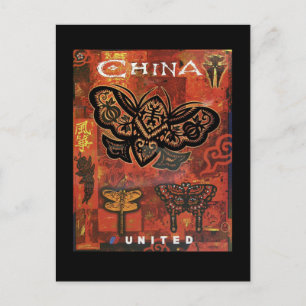 Carte postale de voyage des papillons chinois
