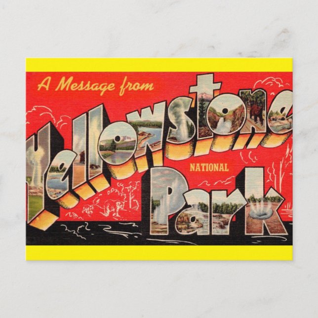 Carte postale de voyage du parc national Yellowsto (Devant)