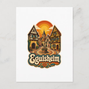 Carte postale de voyage rétro d'Eguisheim Alsace F