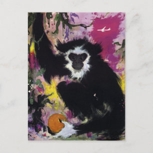 Carte postale de voyage singe gibbon d'Extrême-Ori
