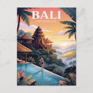 Carte postale de voyage vintage Bali Indonésie