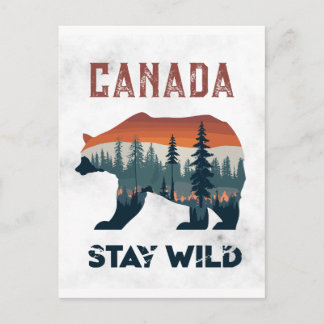 Carte postale de voyage Vintage Canada Ours Restez
