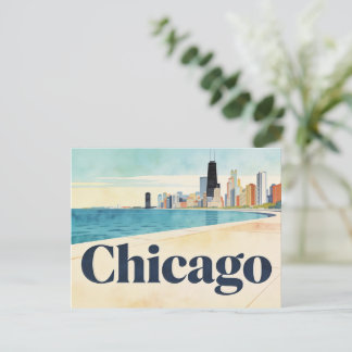 Carte postale de voyage vintage de Chicago