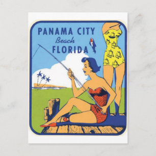 Carte postale de voyage vintage de Panama City Bea