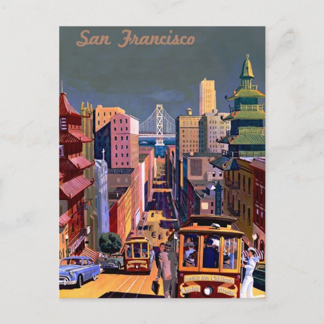 Carte postale de voyage vintage de San Francisco (Devant)