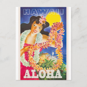 Carte postale de voyage vintage Hawaï, Aloha!