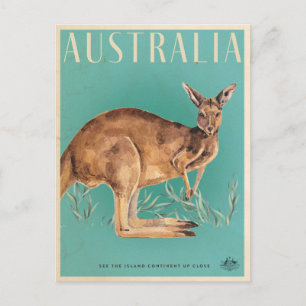 Carte postale de voyage vintage Kangourou Australi