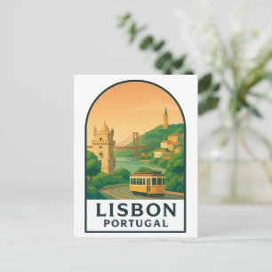 Carte postale de voyage vintage Lisbonne Portugal