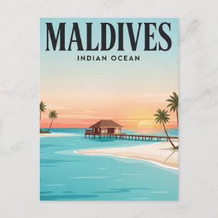 Carte postale de voyage vintage Maldives