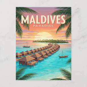 Carte postale de voyage vintage Maldives