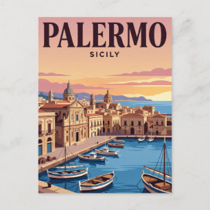 Carte postale de voyage vintage Palerme, Italie