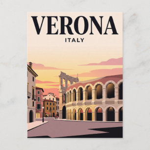 Carte postale de voyage vintage Vérone, Italie