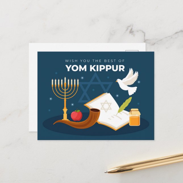 Carte postale de Yom Kippour (Devant/Arrière en situation)