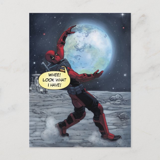 Carte Postale Deadpool Tenant La Terre (Devant)
