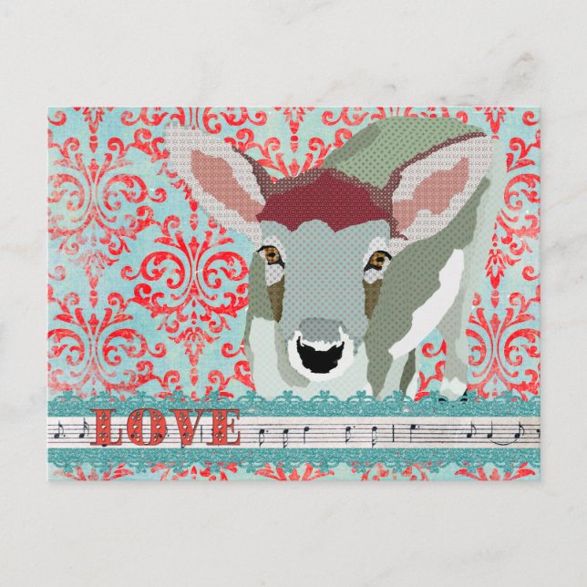 Carte postale Dearly Deer Red & Turqoise Love Dama (Devant)