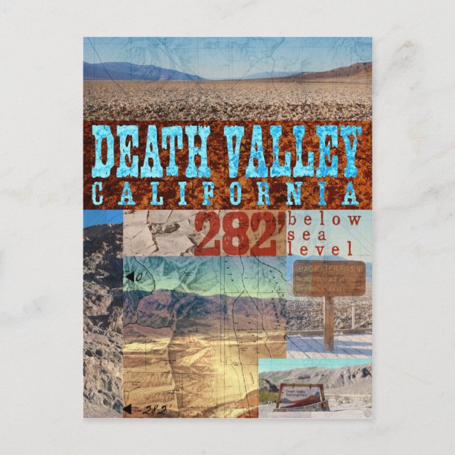 Carte Postale Death Valley, CA : 282' Sous Le Niveau De La Mer - (Devant)