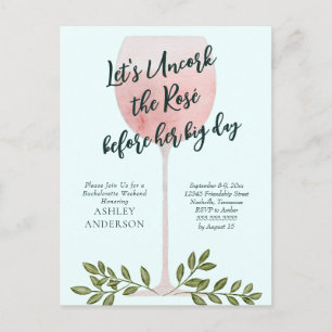Carte Postale Déboucher le Rosé Fête de Bachelorette Aquarelle