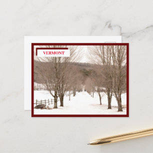 Carte Postale Décembre Neige Blanche Montagnes Vertes Vermont 