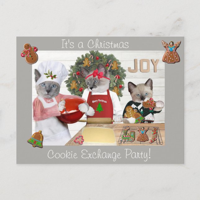 Carte postale d'échange de biscuits de Noël Kitten (Devant)