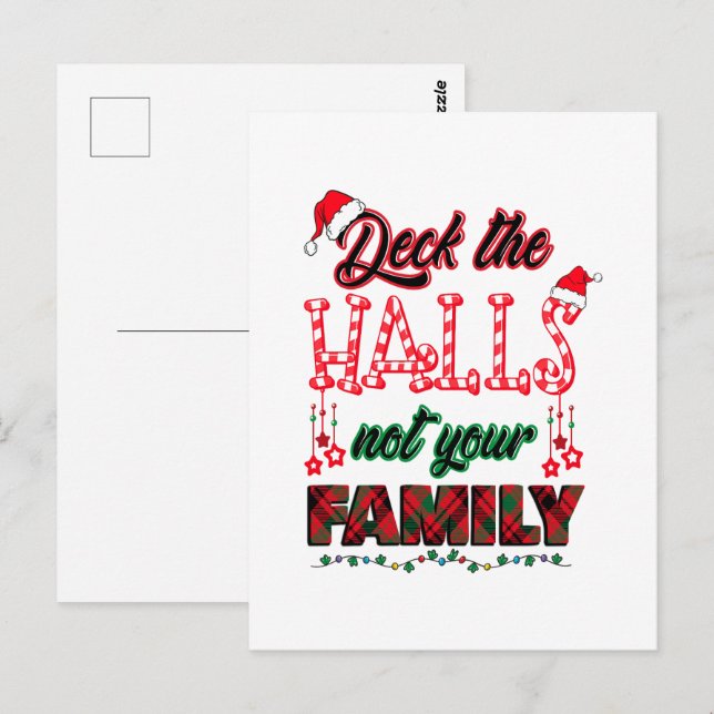 Carte Postale Deck Les Halls Pas Votre Famille (Devant / Derrière)