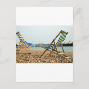 Carte Postale Deckchairs and shingle