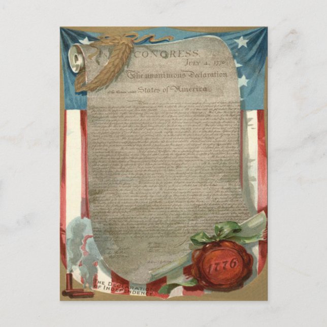 Carte Postale Déclaration d'indépendance du drapeau américain 17 (Devant)