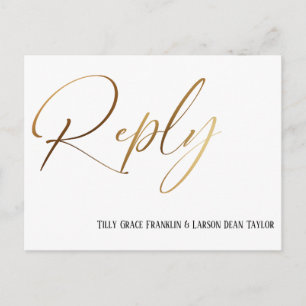 Carte Postale Décontracté Faux Gold écriture manuscrite RSVP dem