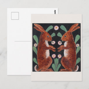 Carte Postale Décor de fleurs de printemps au style antique de l