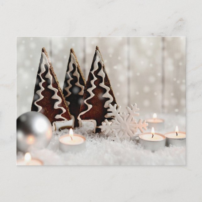 Carte Postale Décor de Noël sapin bougie (Devant)