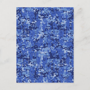 Carte Postale Décor de texture Camouflage bleu marine Pixels num