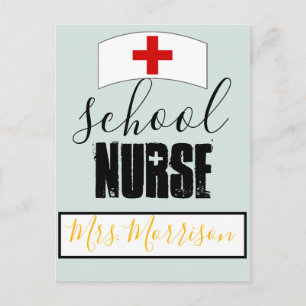 Carte Postale Décor du bureau des infirmières scolaires; casquet