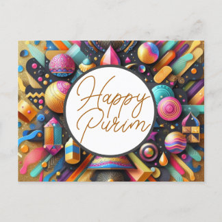 Carte Postale Décoration de fête multicolore de vœux juifs Pouri