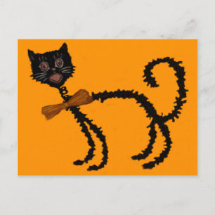 Carte Postale Décoration d'Halloween de chat noir Springy