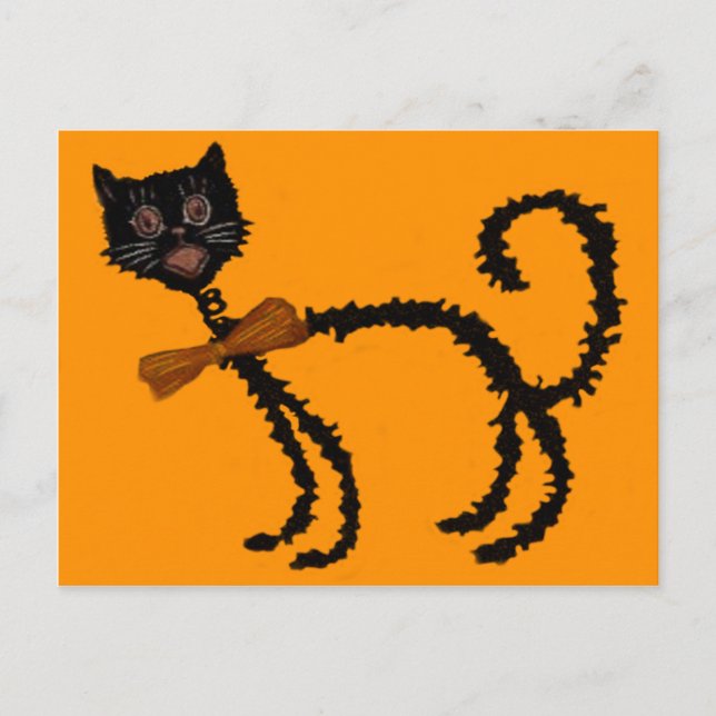 Carte Postale Décoration d'Halloween de chat noir Springy (Devant)