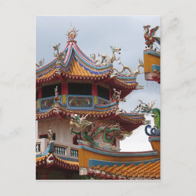 Carte Postale décoration du temple chinois (Devant)