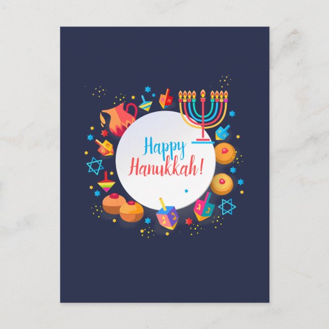 Carte Postale Décoration festive de Menorah pour la fête de Hanu (Devant)
