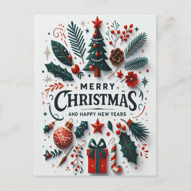 Carte Postale Décorations Comme Des Snowflakes (Devant)