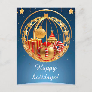 Carte Postale 🎄 Décorations de Fêtes Rouge Doré Festive Boules