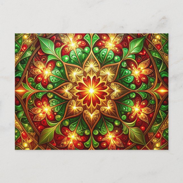 Carte Postale Decorative Red Green Christmas Holiday Postcard (Devant)