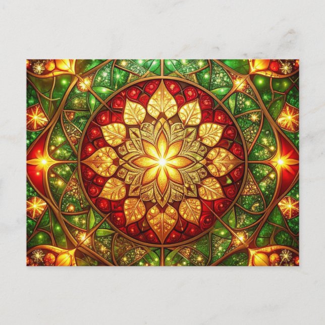 Carte Postale Decorative Red Green Christmas Holiday Postcard (Devant)